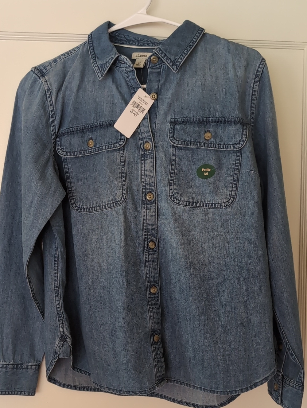 L.L. Bean Medium Blue Denim Button-Front Shirt